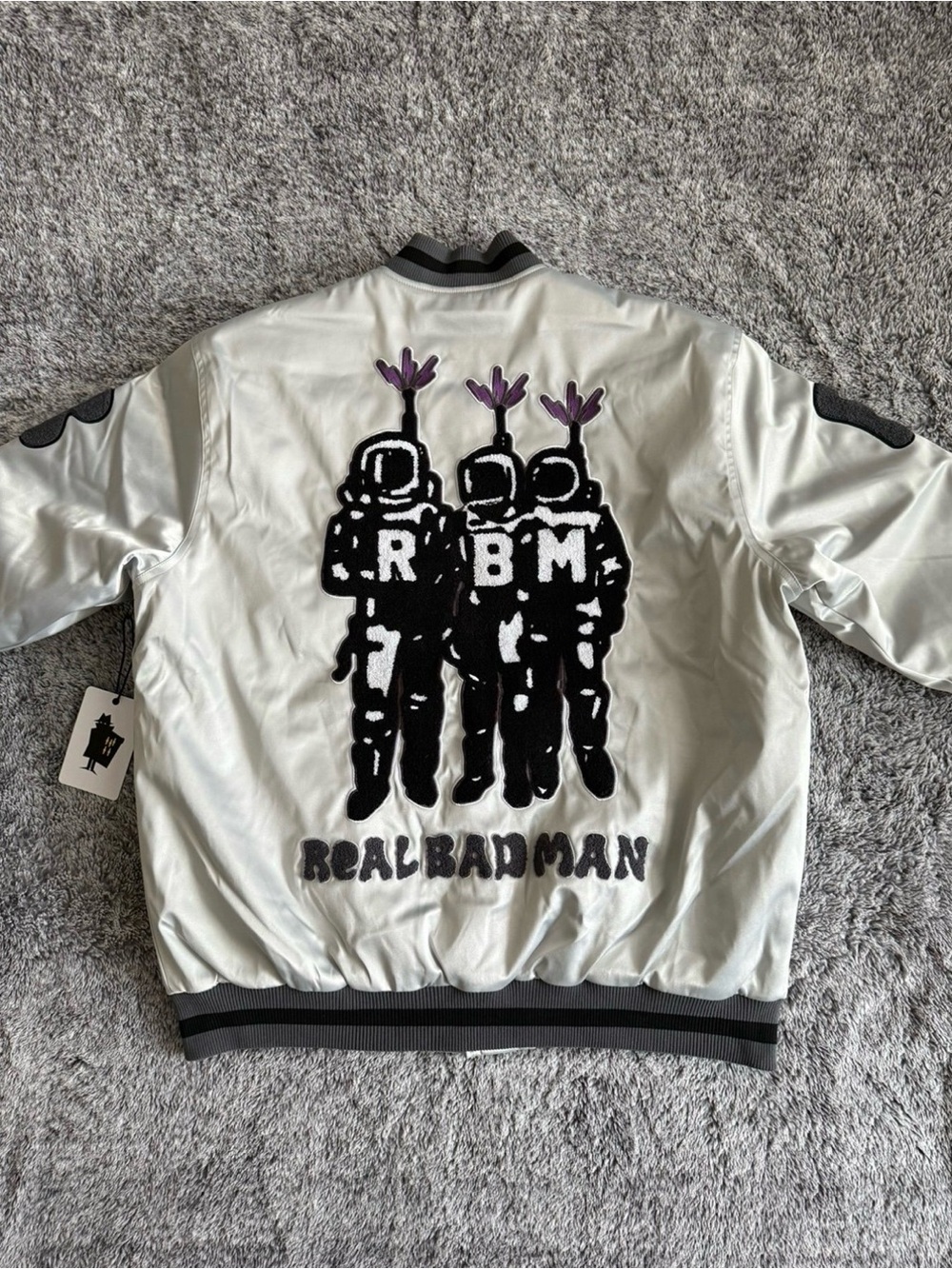 Men’s Real Bad Man Jacket, Quilted Bomber, Embroidered, Size XL, NWT